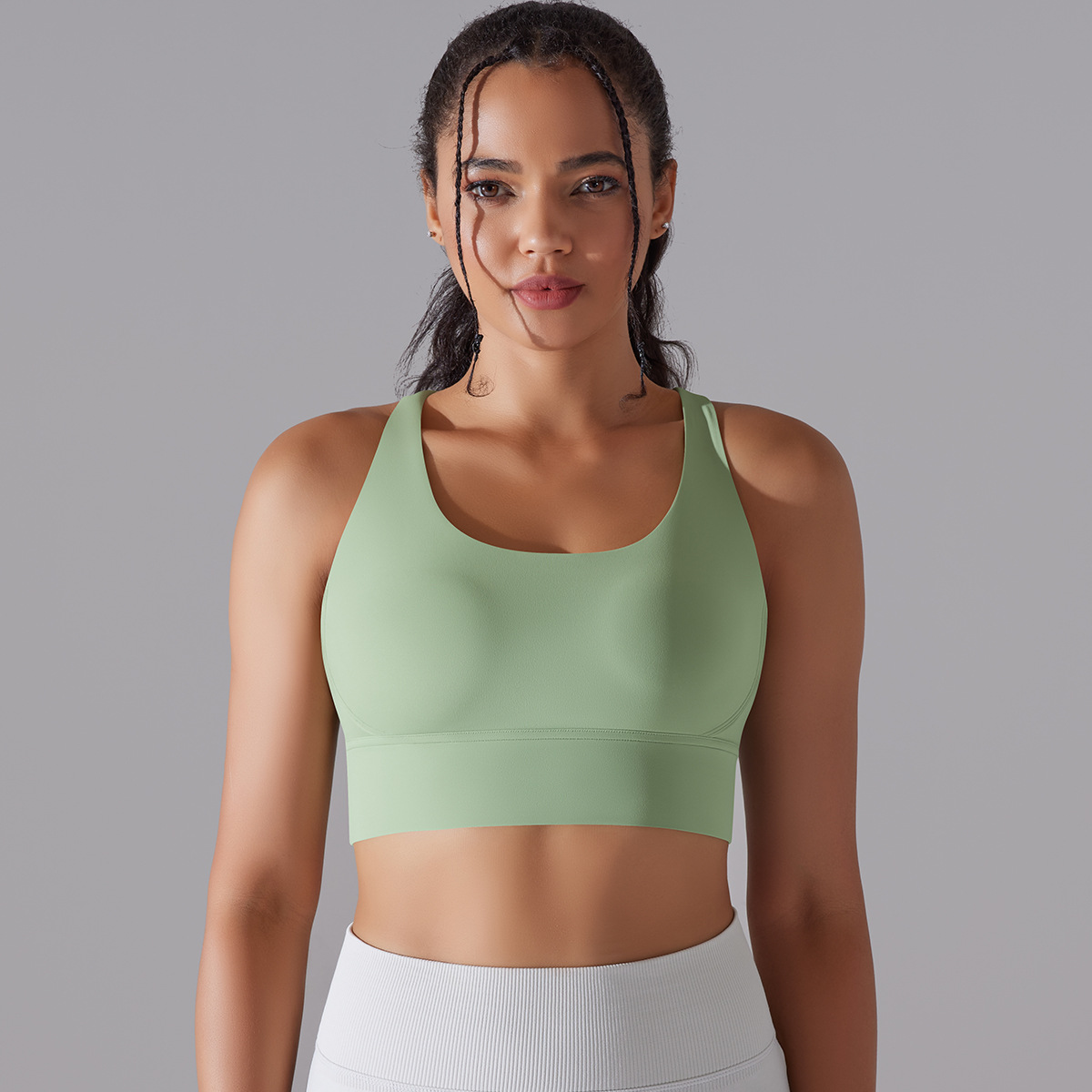 127g Weight Sleeveless Sleeve Length Nylon, Spandex Fabric Type Short Top Length Halter Crisscross Tank Tops Type Fitness, Yoga Occasion U Neck Neckline Solid Color Pattern Sports Style Sports Solid Color Nylon Spandex U Neck Active Tops Halter Crisscross Tank 127