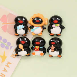可爱卡通小企鹅 diy奶油胶手机壳钥匙扣洞洞鞋扣发夹树脂饰品配件