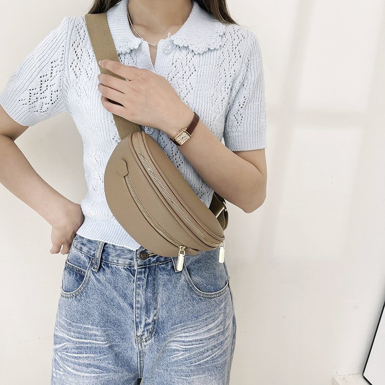 Nicho transfronterizo bolso de pecho inclinado bolso de cintura de moda de mujer bolso de hombro casual de cuero suave bolso de hombro letras de estilo universal