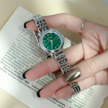 Eyki/艾奇新款小绿表 手表女轻奢女表复古优雅绿色钢带女士手表