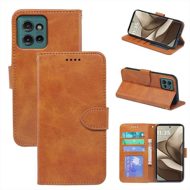 Suitable for Motorola Moto G06 Calfskin Photo Frame G56 Mobile Phone Leather Case Protective Cover G86 Power