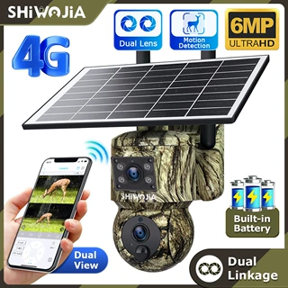 户外迷彩4G太阳摄像头 600万全彩高清无电无网远程监控双目摄像头