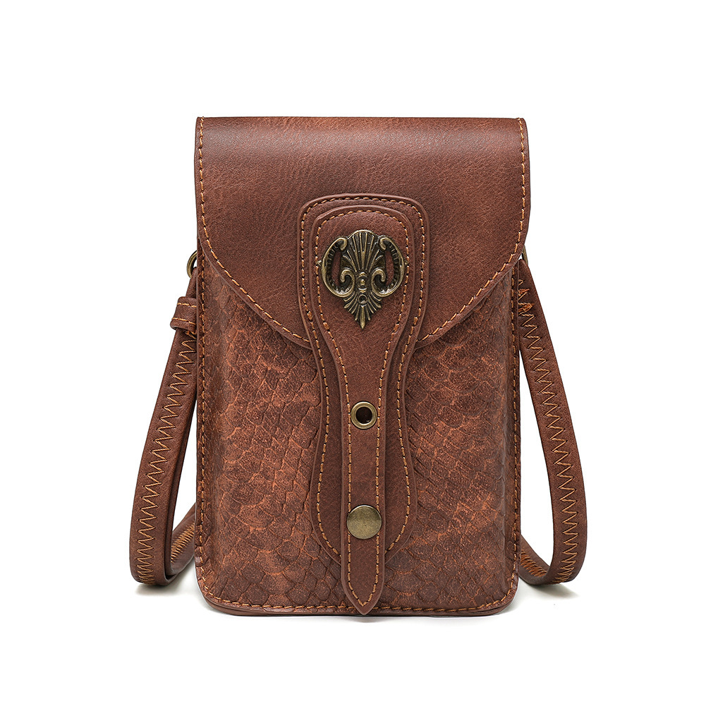 Nuevos productos europeos y americanos punk bolsos de mujer retro marrón al aire libre móvil cambio mini bolsos deportivos ociosos mini bolsos