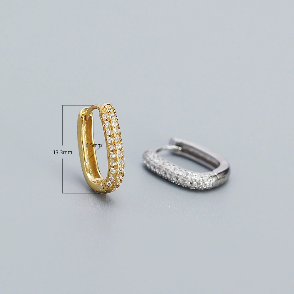 Earrings, shiny sophisticated universal zirconium, silver 925 sample, micro incrustation