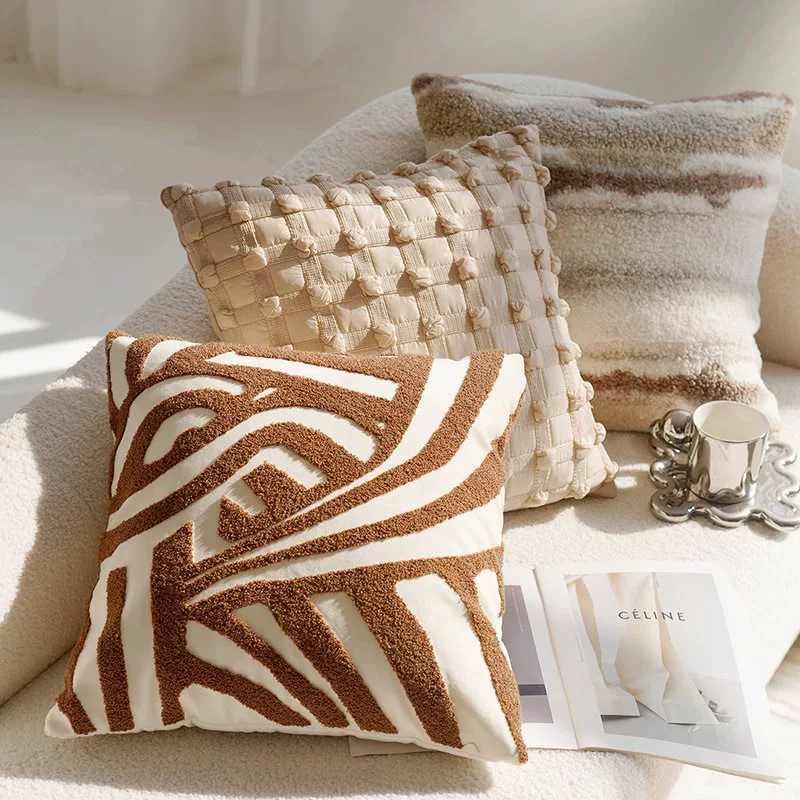 Creamy high -end retro style knot pillow pillow sleeve sofa bed on the brown bed on the waist on the waist pillow and cushion with core bay windows