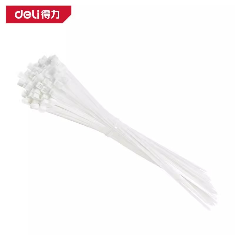 得力DL506151扎带5x300mm(白)(100根/包)塑料扎带卡扣强力束线电