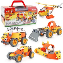 跨境手提箱拼装套装 儿童过家家玩具 拧螺丝工具仿真拆装玩具车