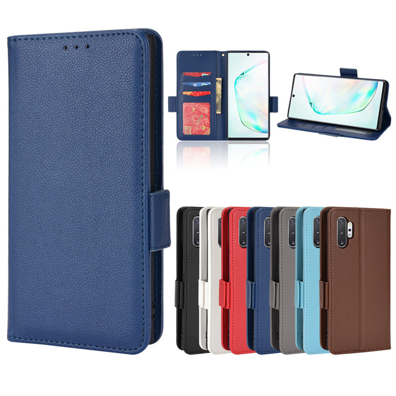 Suitable for Samsung Note 10 Plus Mobile Phone Case Leather Case Card Flip Holder Side Buckle Litchi Pattern Mobile Phone Leather Case