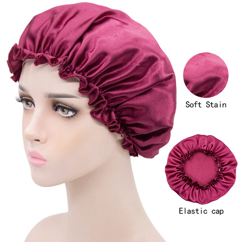 Amazon Bestselling Elastic Single Layer Women's Chemotherapy Hat Beauty Cleaning Hat Winter Postpartum Hair Hat Color Satin Sleep Hat