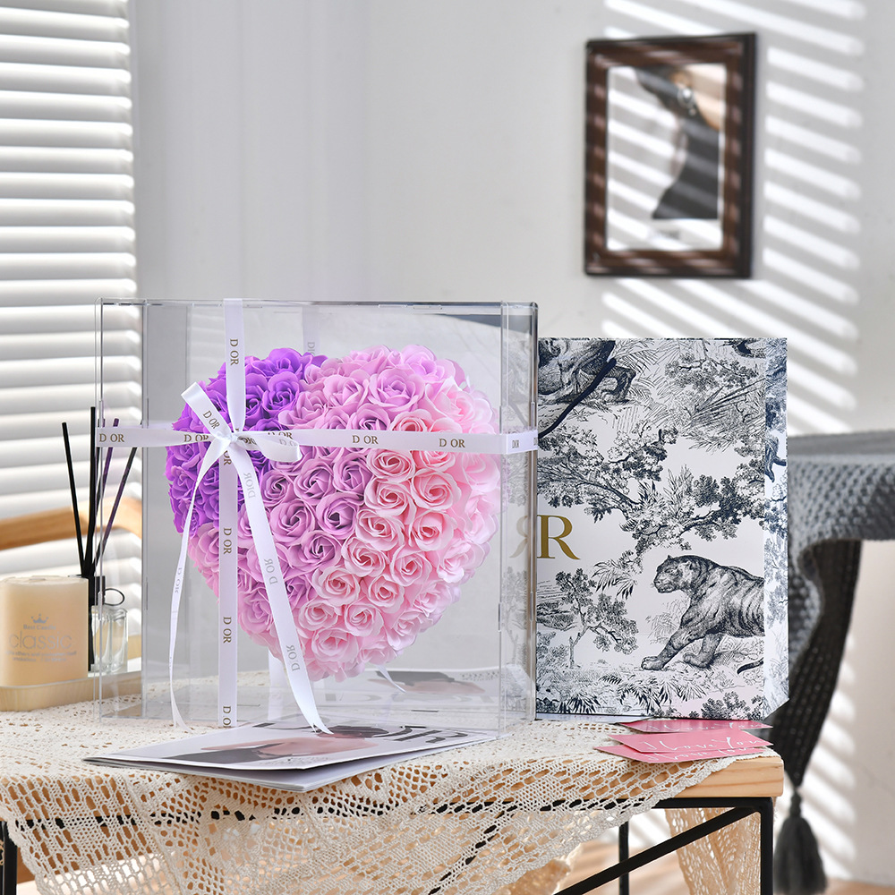 30*30cm 핑크와 퍼플 그라데이션 맞춤형 모델 [완제품] [선물가방] 열어서 돈을 넣을 수 있습니다