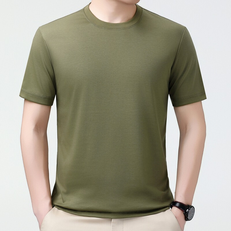Light Luxury Pure Cotton Heavy-duty Loose Short-sleeved T-shirt Base Shirt Casual Simple Round Neck Solid Color Men's Half-sleeved T-shirt Men's T-shirt Light Luxury Pure Cotton Heavy-duty Loose Short-sleeved T-shirt Base Shirt Casual Simple Round Neck Solid Color Men's Half-sleeved T-shirt Men's T-shirt