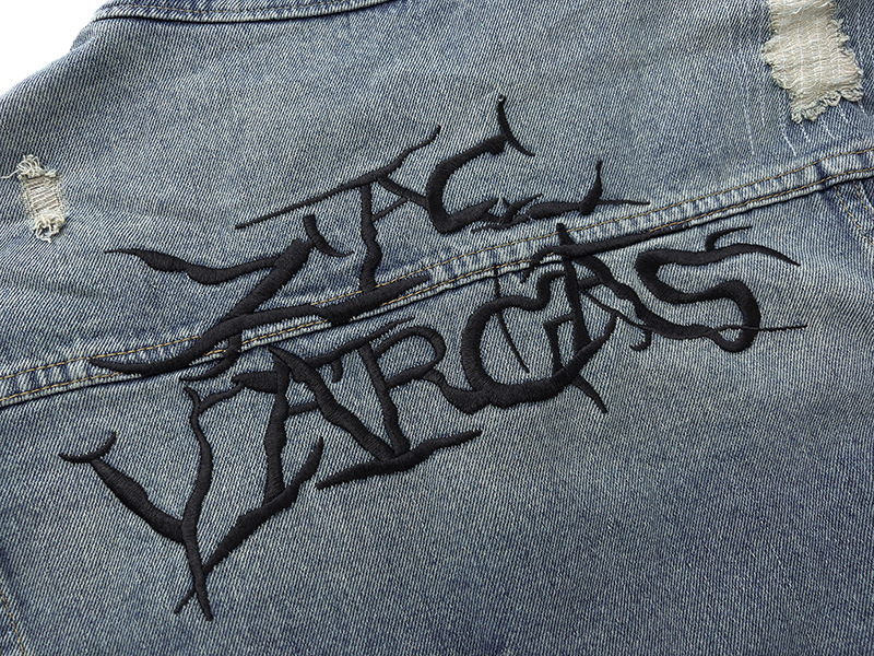 Men's Clothing Niche Fashion Brand Heavy Embroidery Flame Unicorn Arm Hole Jacket Hip Hop_voghion.com