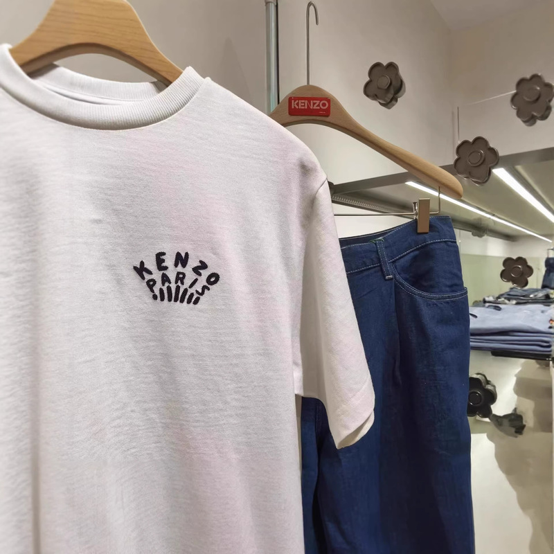 Three Labels Complete, French Paris Tiger Head New Men's Dragonfly Letter Pattern Embroidered Casual Loose Short-Sleeve T-Shirt 1