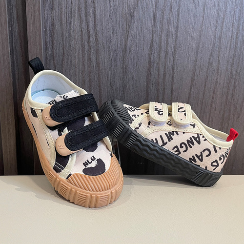 South Heron Korean-style Casual Kids' Shoes INS Graffiti Velcro Cookie Shoes for Kindergarten, Older Kids, and Teens – Canvas Sneakers for Students