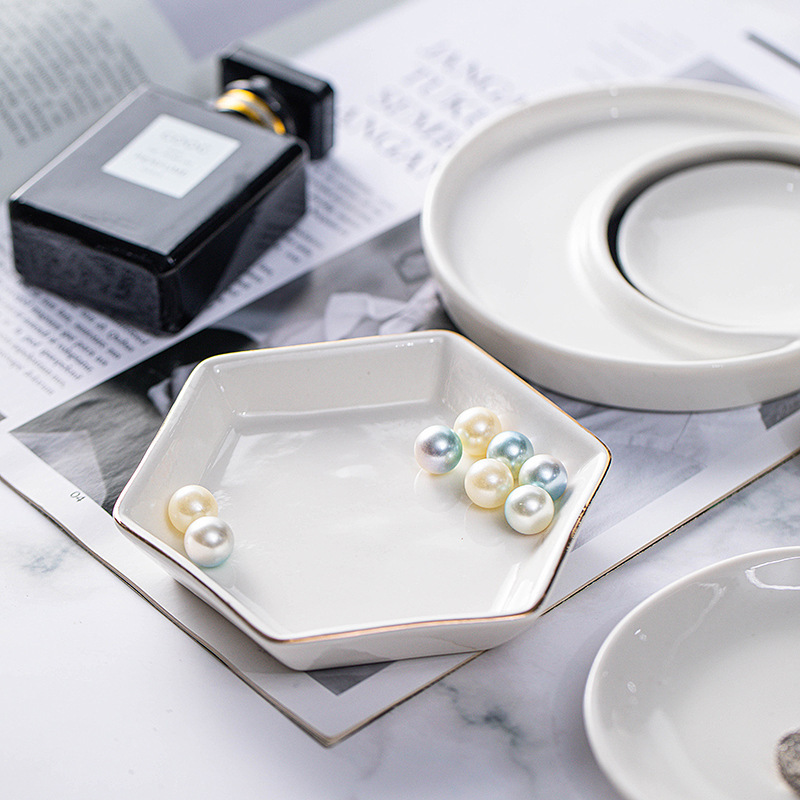 Ins Scandinavian Simple Ceramic Jewelry Tray Ring Tray Storage Tray Living Room Bedroom Bathroom Decoration Home Furnishings