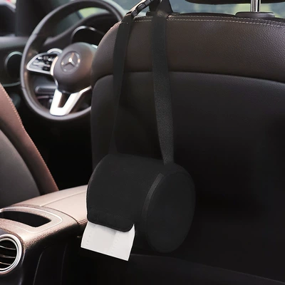 Car Tissue Box Car Seat Hanging Tissue Pumping Car Accessories Advanced Sense Tissue Pumping Bag Car Paper Box (Car tissue box/set) - black-roll-paper-storage-upgraded-model