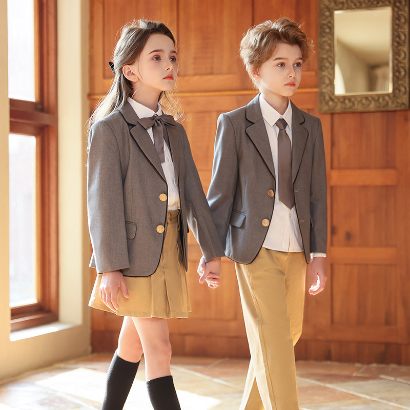 Uniformes escolares para escuelas primarias y secundarias, uniformes de jardín de infantes, uniformes de clase para niños de primavera y otoño, trajes para niños y niñas de estilo universitario británico