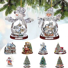 越境新品創意クリスマスツリーサンタクロースアクリル吊り工芸品自動車ストラップ家庭装飾