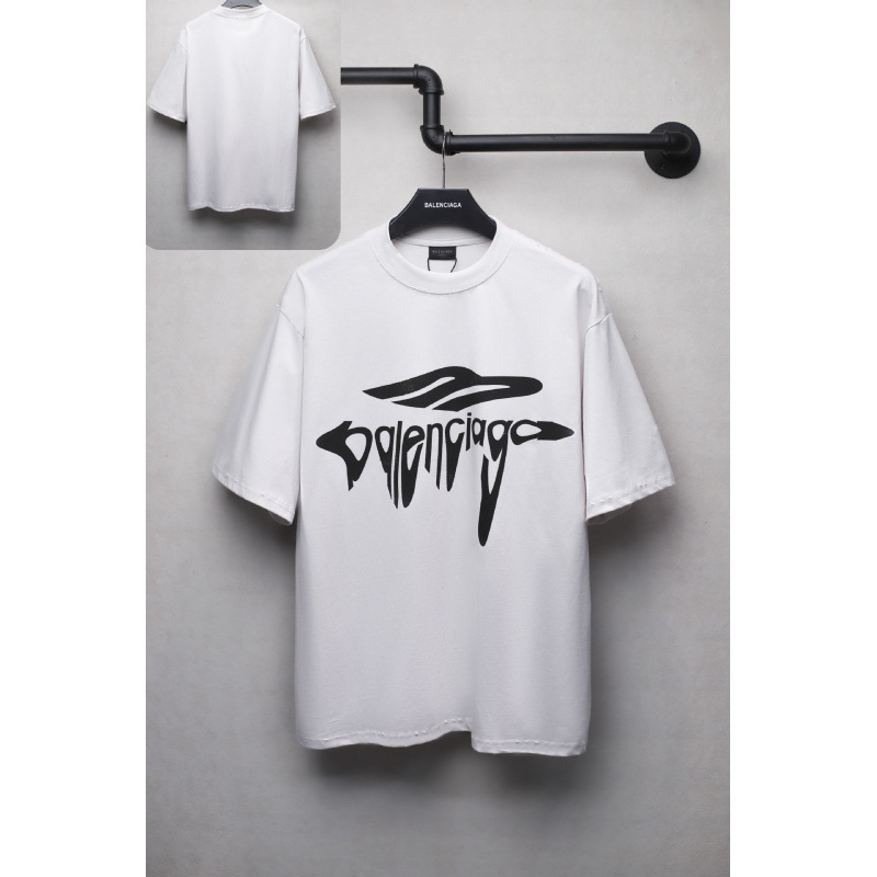 25ssクロスボーダー高品質タワーテーププリントレタードダメージ半袖Tシャツゆったり万能ワンピース卸売|undefined