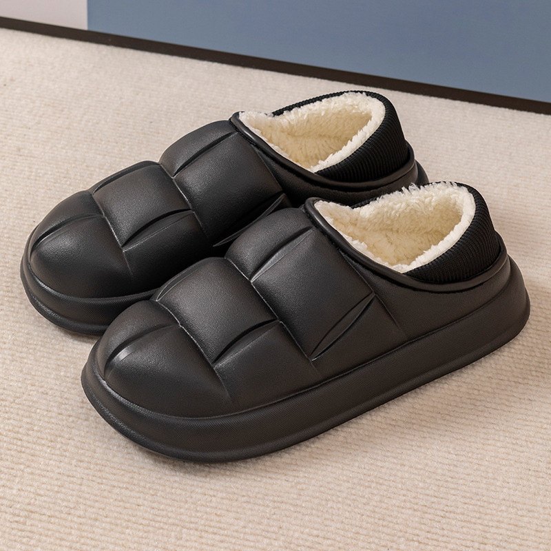 Boji impermeable Zapatillas de algodón para las mujeres desgaste de invierno antideslizante pétalos interior hogar cálido hogar forro polar zapatillas para hombres