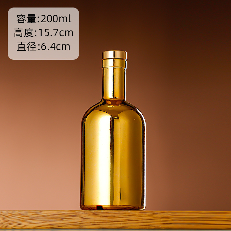 Galvanoplastia botella de vino de vidrio vodka botella de hielo botella de bebida de gama alta botella de vino extranjero botella de vino tinto chapado en oro botella vacía al por mayor
