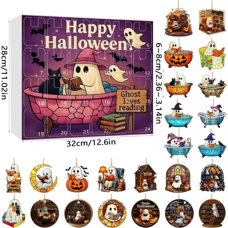 Halloween Countdown Calendar万圣节倒计时日历 2025-24 PCS|undefined