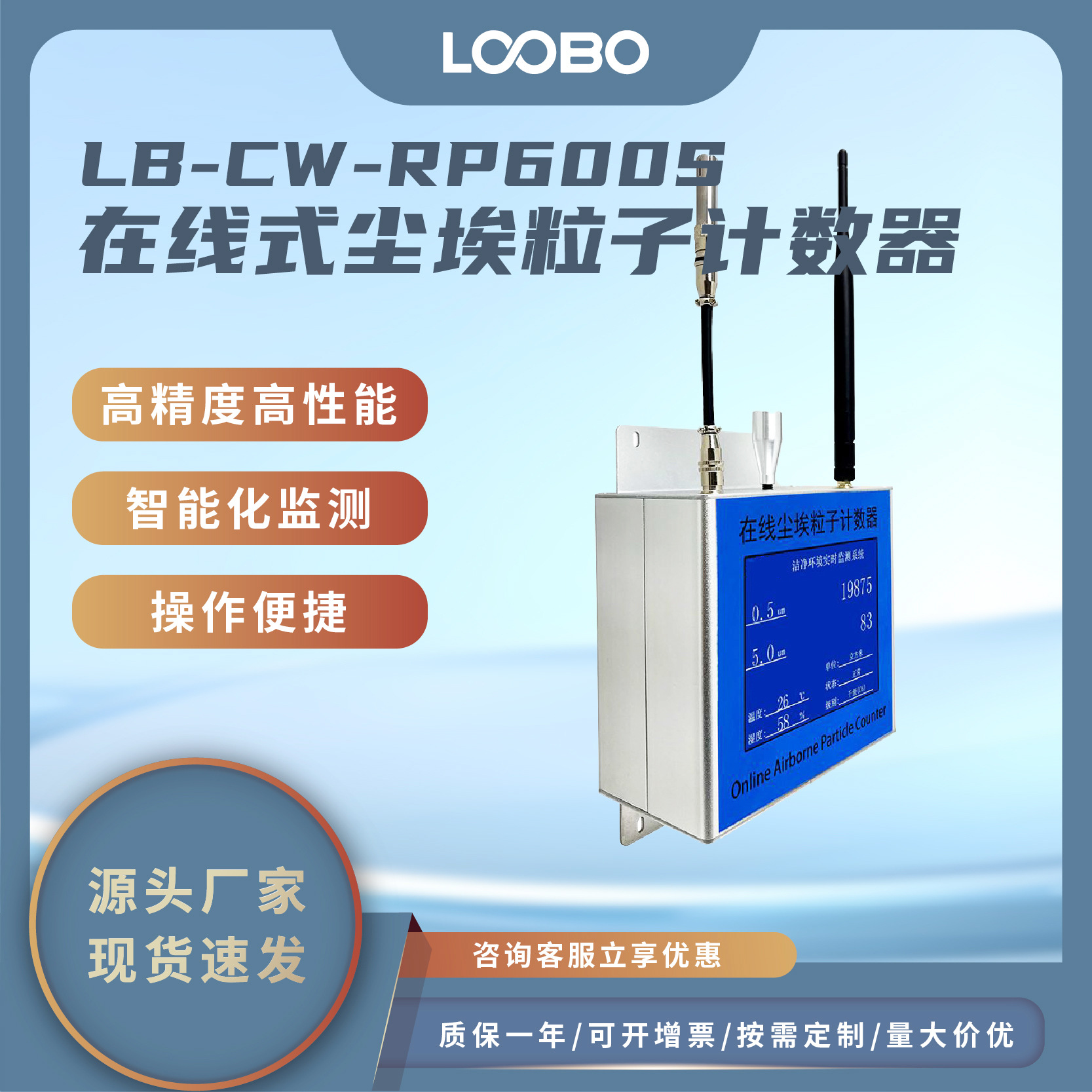 六通道尘埃粒子计数器 在线式粉尘浓度监测仪 大气粉尘传感器