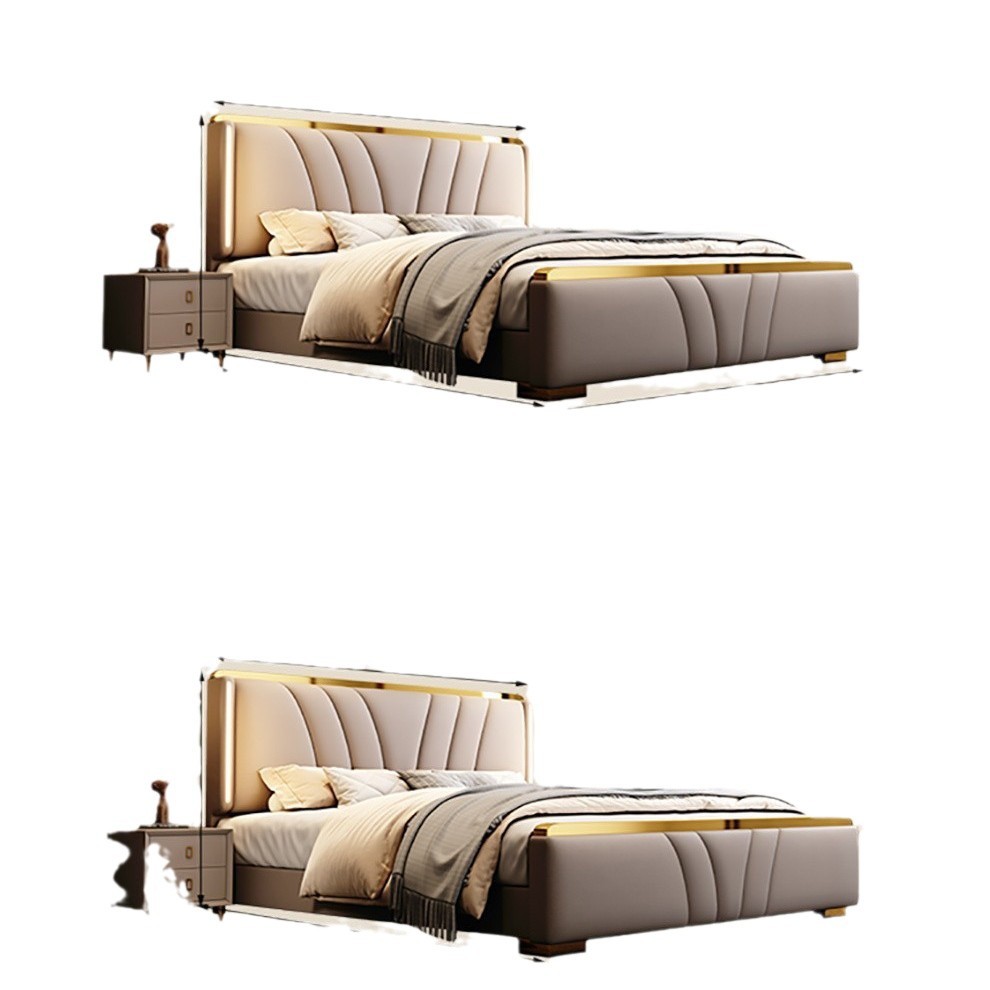 Matrimonio moderno simple italiano cuero doble lujo ligero cama queen 1.8 cama de almacenamiento doble 1.5 cama roja red