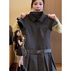 灰色の小柄な学院の風の気質のワンピースの女性服の夏は今年流行しています。