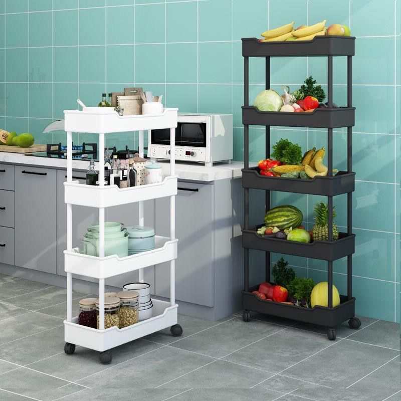 Estante de piso de carro pequeño para productos de cuidado de la piel almacenamiento de baño móvil snack inodoro hendidura almacenamiento de dormitorio multicapa