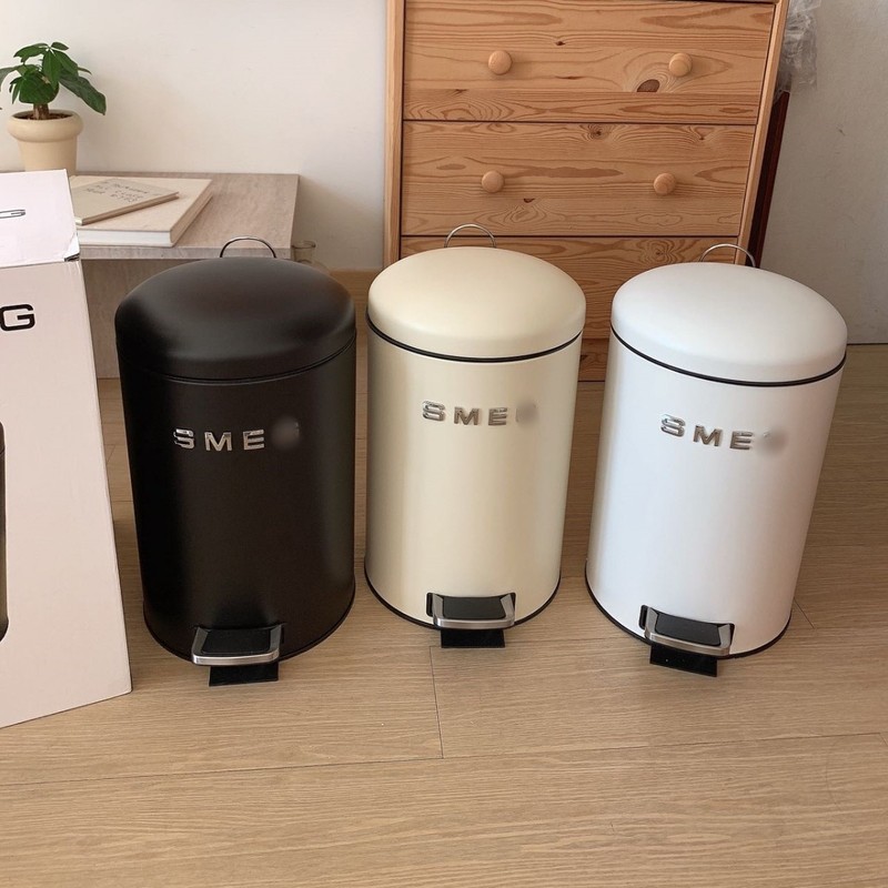 欧式SMEG斯M格轻奢脚踏垃圾桶奶油ins风不锈钢亚马逊外贸爆款家用|undefined