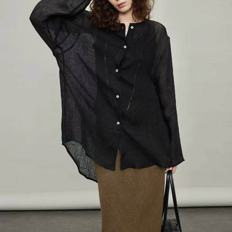 Women's Lightweight Breathable Blouse Top Linen Cotton Loose Large Profile Sunscreen Linen Shirt Women's Lightweight Breathable Blouse Top Linen Cotton Loose Large Profile Sunscreen Linen Shirt