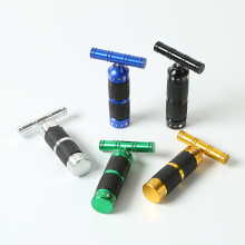 新款热销手动T形便携烟具花手动式DIY铝制压烟器 PollenP厂家直销