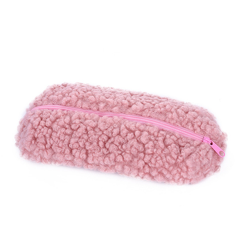 ins creative lamb plush pencil bag large capacity student simple fashion stationery storage bag cute pencil bag