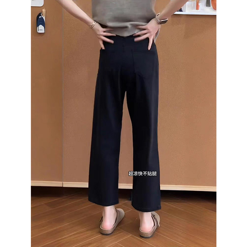 夏用女性用ブラックストレートジーンズ、薄手、大きいサイズ、太mm、洋ナシ体型、スリム、ナロー、9点ワイドレッグパンツ|undefined