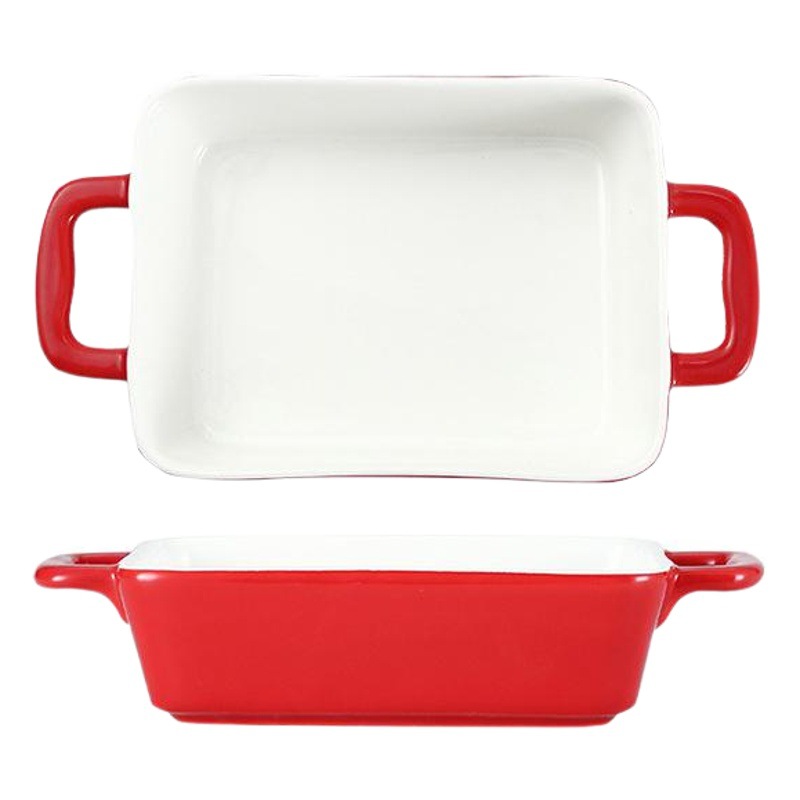 Nórdico placa de cocción de cerámica queso Placa de arroz al horno microondas placa binaural horno aplicable vajilla para hornear tazón hogar hornear