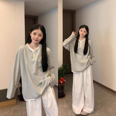 华夫格假两件长袖t恤女韩系秋季2025新款松弛感慵懒风设计感上衣