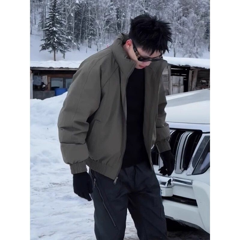 White Duck down 2025 Stand Collar Short down Jacket Men's Winter High-End Thickeneded Warm Flight Work Jacket Jacket