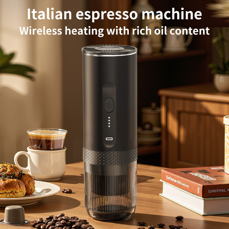 Cross-Border Portable Espresso Capsule Coffee Machine Pump Pressure Wireless Heating Fully Automatic One-Button Extraction Espresso Machine Cross-Border Portable Espresso Capsule Coffee Machine Pump Pressure Wireless Heating Fully Automatic One-Button Extraction Espresso Machine