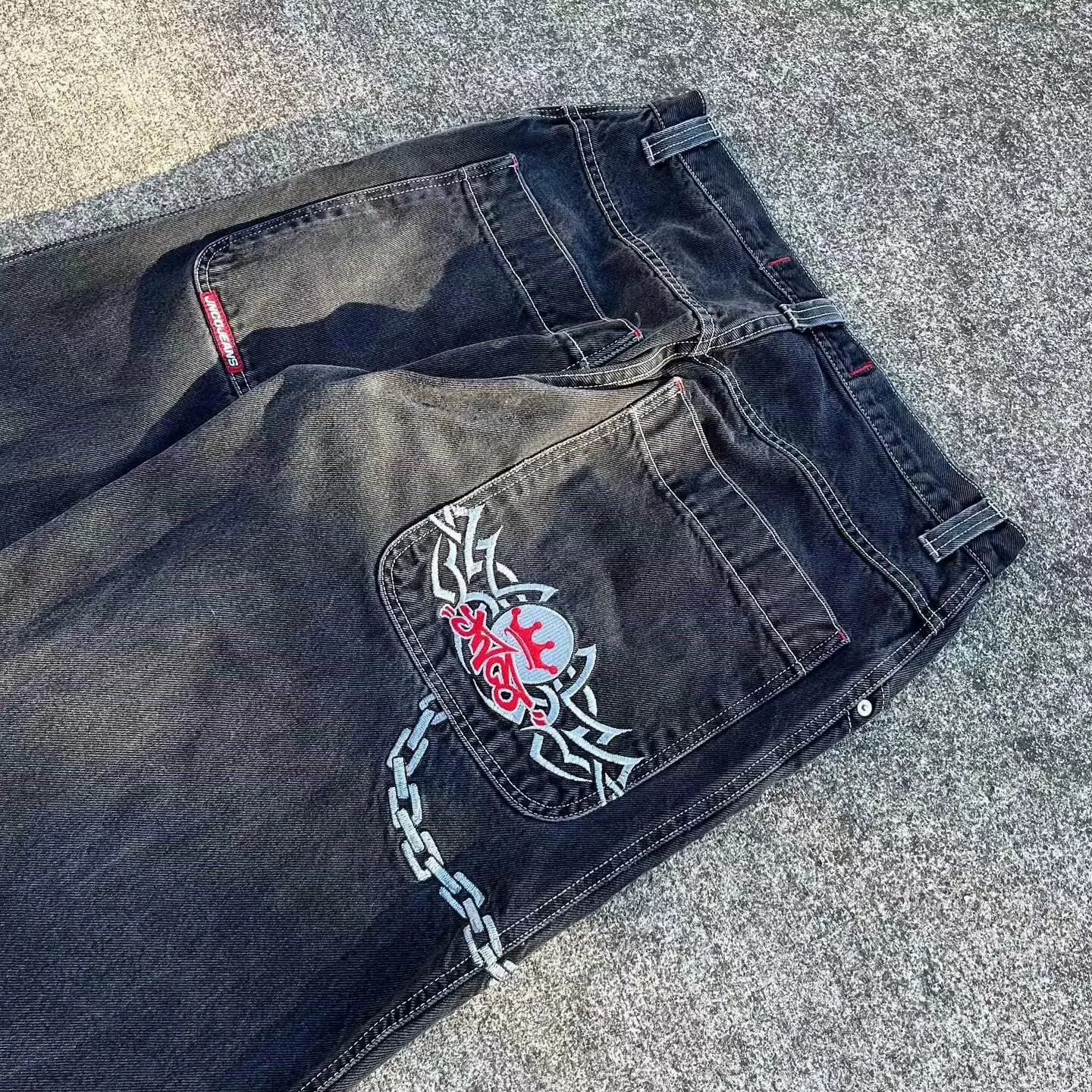 JNCO джинсы ретро хип-хоп свободные джинсы мужские готические уличные брюки платья