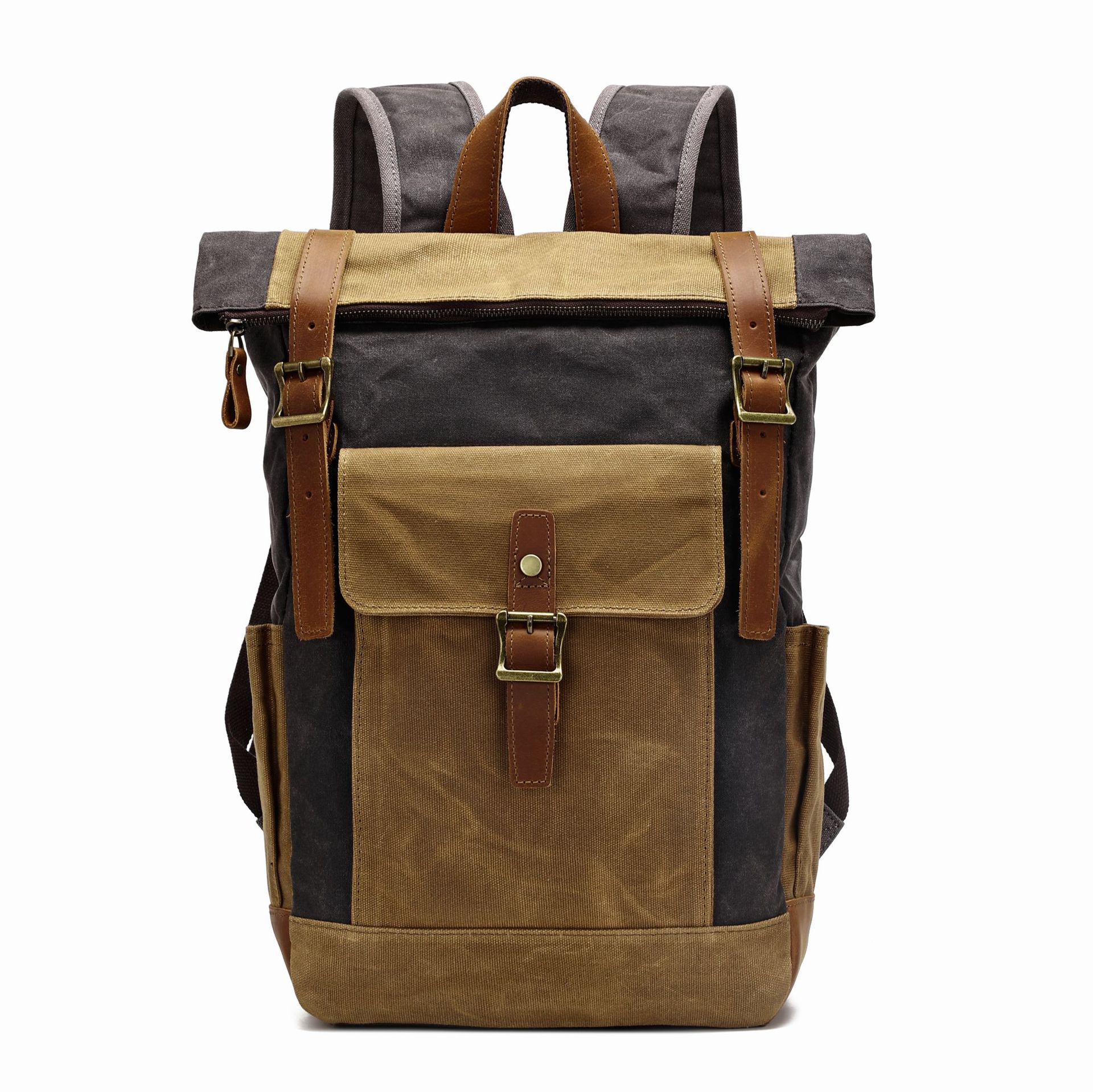 男士复古双肩包户外休闲短途旅行背包大容量电脑包帆布徒步登山包