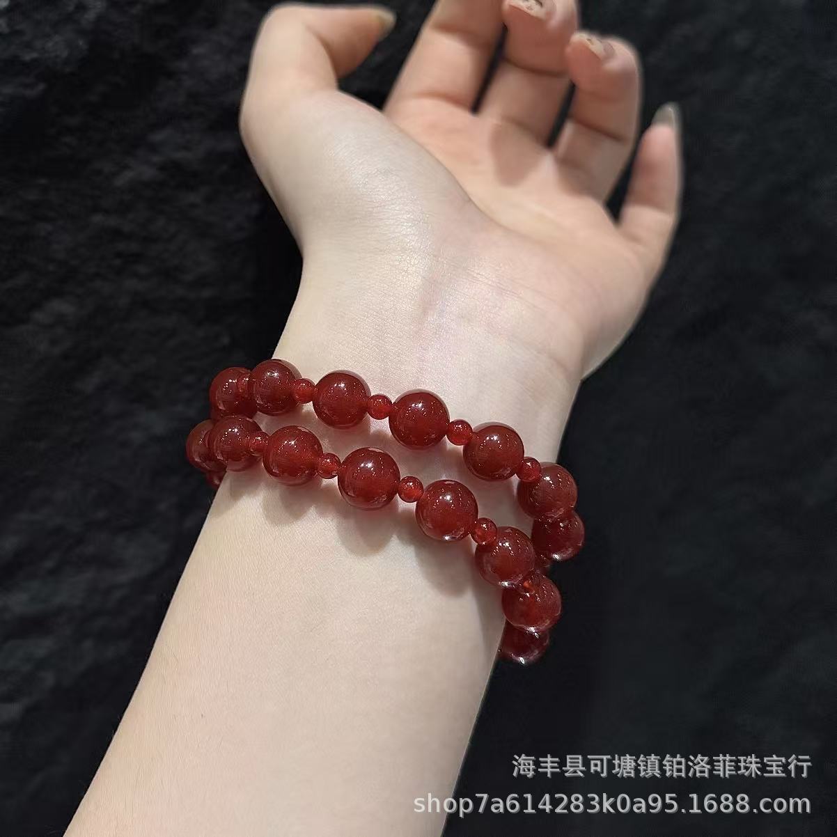 许妍（赵露思）同款双A红玛瑙双圈手串厂家直销跑量