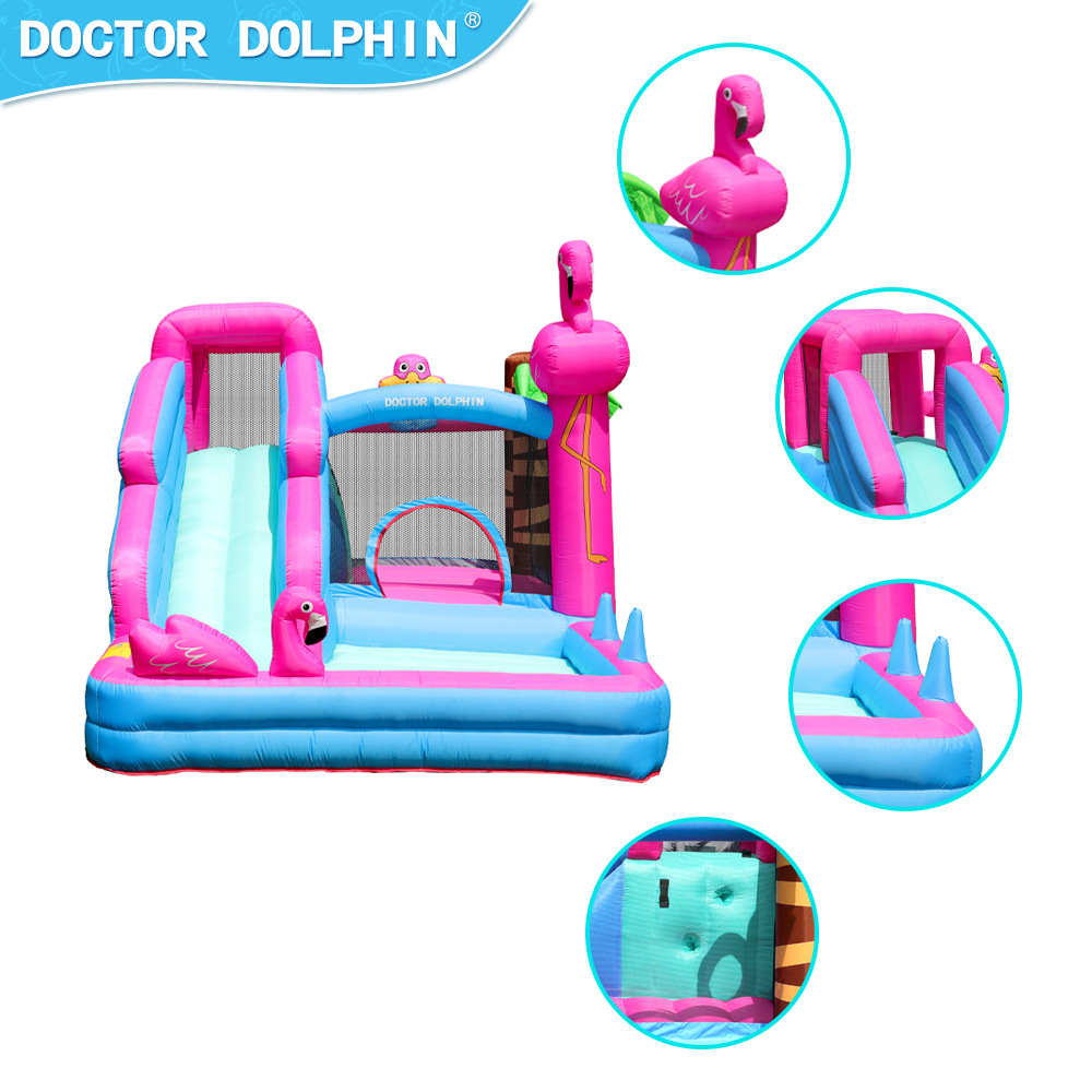 Doctor Dolphin | Castillo de llenado de castillo pequeño hogar inflable para niños Castillo Flamingo saltando cama Castillo