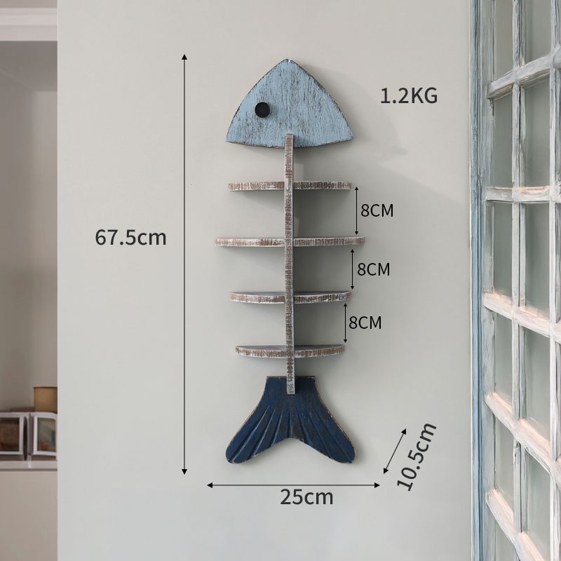 Fábrica directa de decoración mediterránea estantes de peces esqueleto partición de madera en forma de pez estante creativo de pared decoración de pared