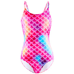 2024新款兒童泳衣女童連體游泳衣3d魚鱗溫泉中大童泳裝美人魚泳衣