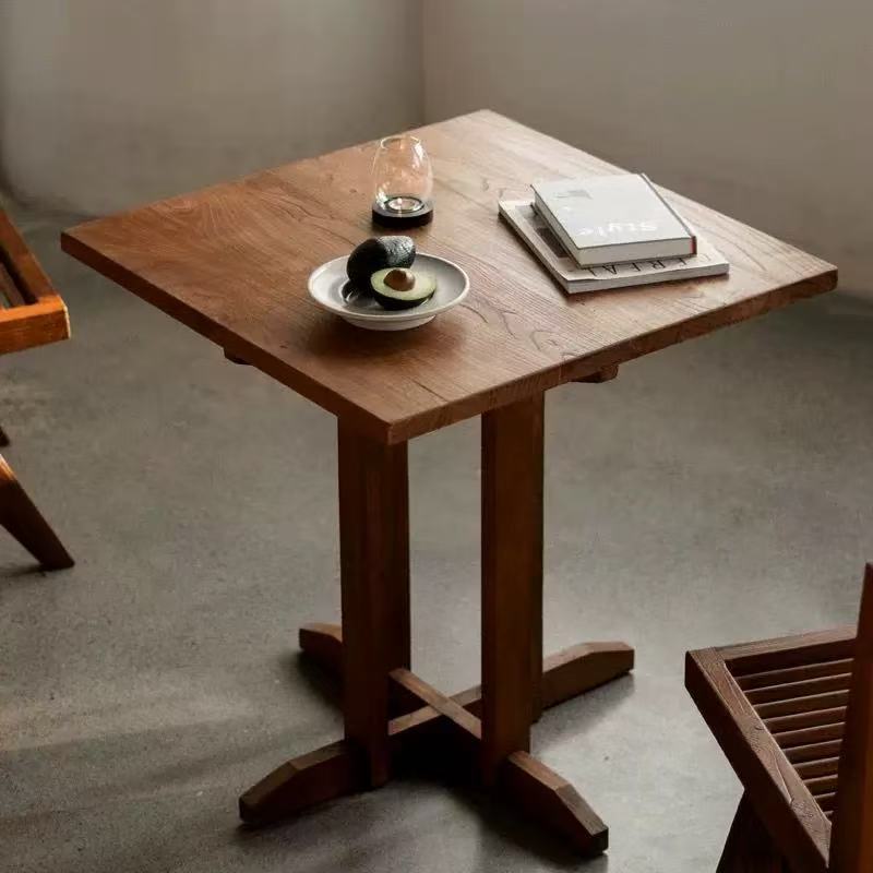 Wabi-Sabi Style Old Elm Coffee Table B&B Restaurant Leisure Table Old Home Solid Wood Dining Chair Combination
