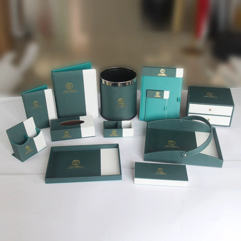 Зеленая кожаная коробка для хранения в отеле одноразовые принадлежности в отеле