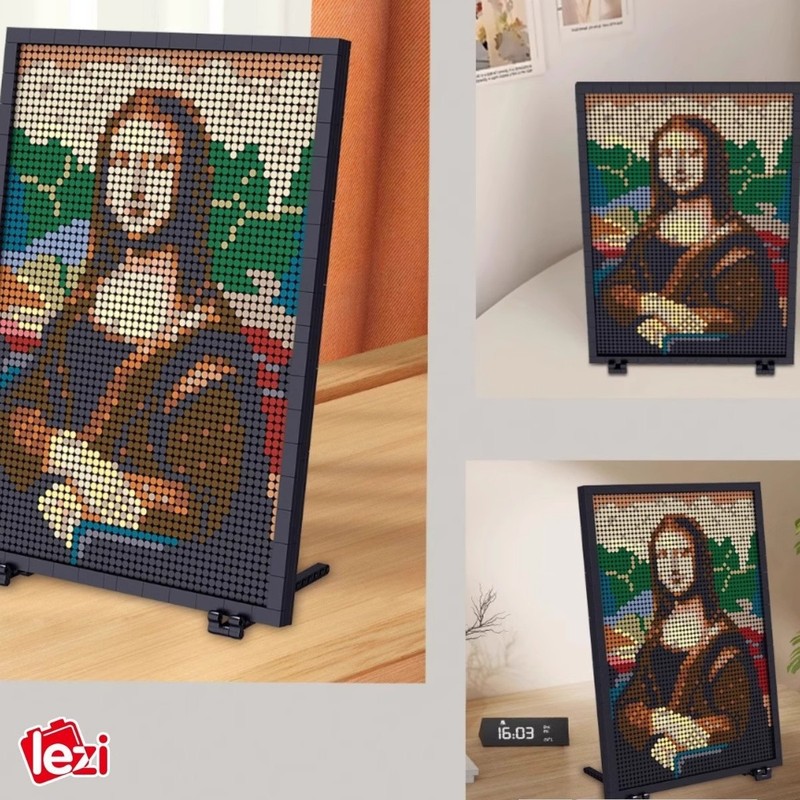 レゴクリエイティブアートシリーズの世界の有名な絵画モナリザの笑顔ピクセルビルディングブロック絵画装飾品と互換性があります。|undefined