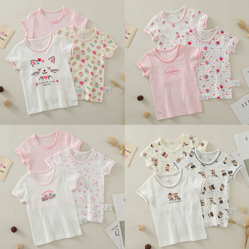 Pure Cotton Class A Children's Short-sleeved T-shirt New Children's Wear Infant Non-fluorescent Half-sleeved Thin Breathable Baby Top
