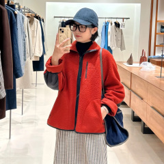 HE系女装 颗粒羊毛立领夹克外套女 2025年秋季新款保暖通勤上衣